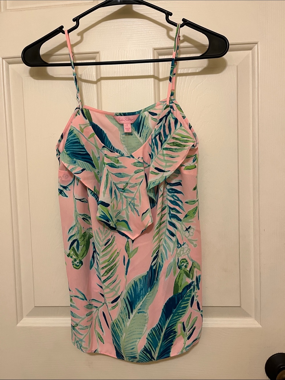 Lilly Pulitzer Coral Pink Tropical Leaf Print Cami